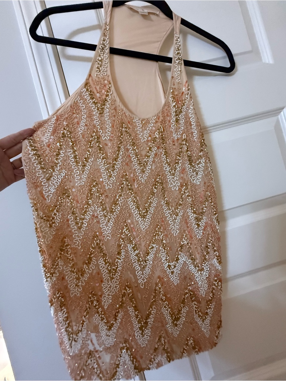 Boston Proper Sequined Silk-Blend Tank Top - Size S